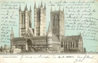 Catedral de Lincoln — vista da catedral gótica — editor F.W.C.D.