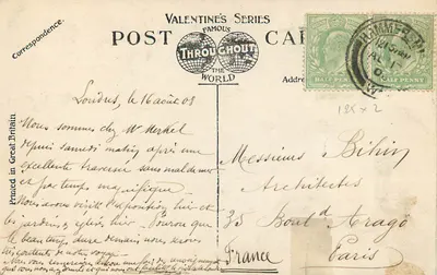Drzwi brązowe, St Paul's, Londyn — seria Valentine's, nr 98270 — Rewers