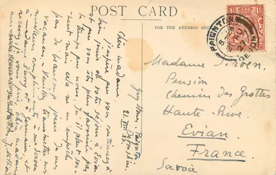 Paignton Harbour — widok portu z łódkami i domami — Published by Bastiff's Library — Rewers