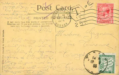 Brighton, A Praia — vista do porto e da praia — Série WB.1724 — Verso