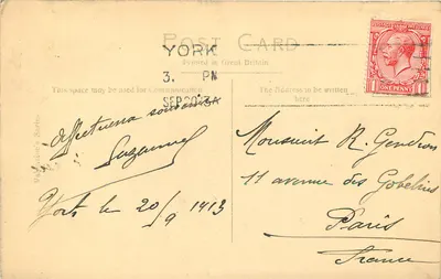 The Minster, Frontal Oeste, York — Série Valentine's n°65292 — Verso