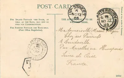 Katedra w Canterbury — widok budynku gotyckiego — wydawca H. Boulanger — Rewers