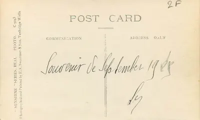 Common & London Road, Tunbridge Wells — panoramik görünüm — Sunshine serisi, editör C. 9245 — Arka yüz