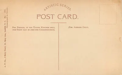 Widok w Haywood, Grindleford — seria artystyczna, nr 2721 — A.P. Co., Londyn — Rewers