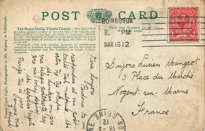 As cadeiras reais, capela da Thistle, catedral de Saint-Giles, Edimburgo — Francis Card, n°8 — Verso