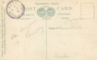 Wejście na Dziedziniec Honoru — Wystawa Franco-Brytyjska w Londynie, 1908 — seria Valentine — Rewers
