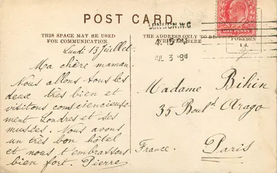 Klokken塔, Big Ben, Londen — onbekende uitgever, n° 115 — Achterkant
