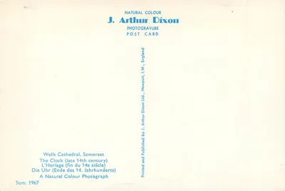 Relógio da Catedral de Wells — fim do século 14 — J. Arthur Dixon, número de série não visível — Verso