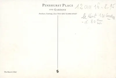 Baron's Hall — Penshurst Place i ogród — wydawca nieodczytelny — Rewers