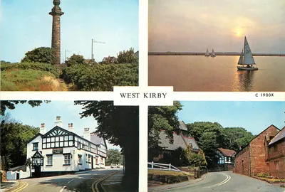 West Kirby — Monumento, Pôr do sol com navegação, Ring o' Bells, Aldeia — Judges Card Limited, Hastings, England