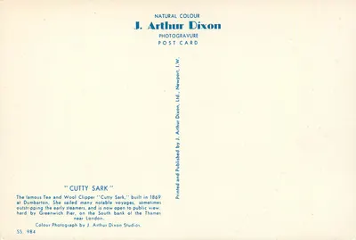Cutty Sark — zeilschip — J. Arthur Dixon, SS 984 — Achterkant