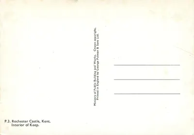 Castelo de Rochester, Kent — Interior do donjon — editor George Pulman & Sons Ltd. — Verso