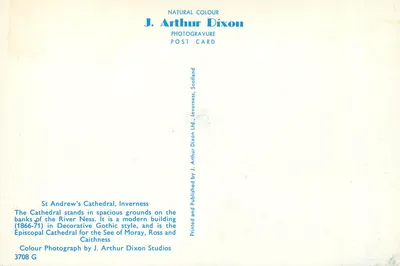Katedra Świętego Andrzeja — Inverness — J. Arthur Dixon, n° 3708 G — Rewers