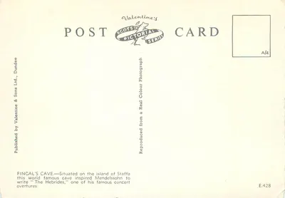 Fingal's Cave — Île de Staffa — Valentine's Scots Pictorial Series — Rewers