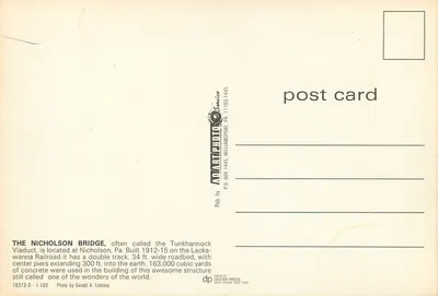 Ponte Nicholson — Viaduto de Tunkhannock — Dexter Press — Verso