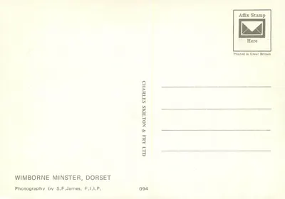 Wnętrze kościoła Wimborne Minster — Dorset — Charles Skilton & Fry Ltd, nr 094 — Rewers