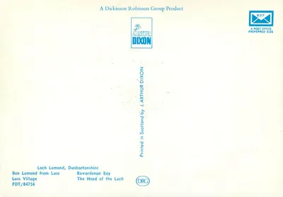 Loch Lomond — widok panoramiczny — J. Arthur Dixon — Rewers