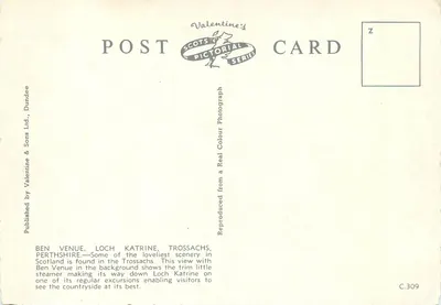Ben Venue, Loch Katrine, Trossachs — Perthshire — seria Valentine's Scots Pictorial, C.309 — Rewers