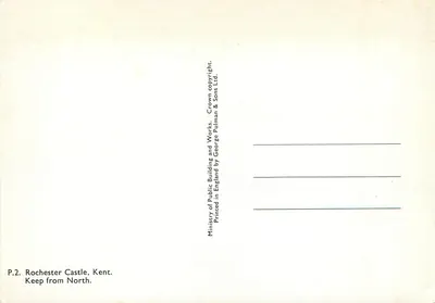 Rochester Castle, Kent — Keep from North — Ministry of Public Building and Works — Verso