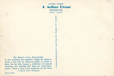 Ye Olde Masons Arms — Branscombe — J. Arthur Dixon Ltd. n°2042 — Verso