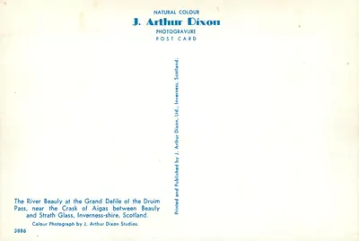 Rio Beauly — Grande Passagem do Drum Pass, perto do Crask of Aigas — J. Arthur Dixon, n° 3886 — Verso