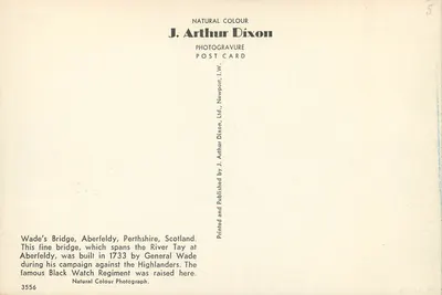 Most Wade'a — Aberfeldy, Perthshire, Szkocja — J. Arthur Dixon, nr 3556 — Rewers