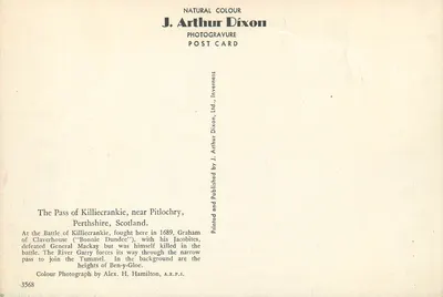 Pass de Killiecrankie — Perthshire, Szkocja — J. Arthur Dixon, n°3568 — Rewers