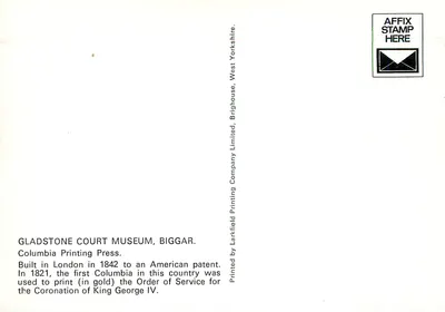 Gladstone Court Museum, Biggar — Columbia Printing Press — Larkfield Printing Company Limited — Rewers