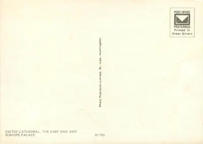 Katedra w Exeterze, Wschodnia część i Pałac Biskupów — Photo Precision Limited, R1785 — Rewers