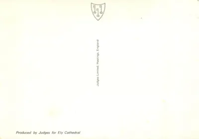 KATEDRA ELY - FRONT ZACHODNI — widok fasady zachodniej z wieżą i kanonem — wydawca Judges Limited, seria C 5088X — Rewers