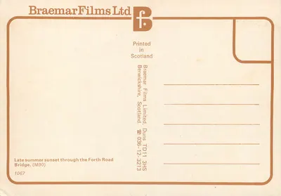 Most Forth Road — zachód słońca późnego lata — Braemar Films Ltd, n°1067 — Rewers