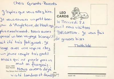 Hastings — Plażowy koncert i skała — LEO CARDS — Rewers