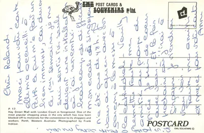Hay Street Mall — Perth, Western Australia — EMU Post Cards & Souvenirs P/Ltd. — Rewers