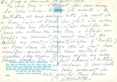 Most Gairnshiel, Glen Gairn, Aberdeenshire — widok mostu łukowego i rzeki Gairn — J. ARTHUR DIXON LTD, nr 5275 — Rewers