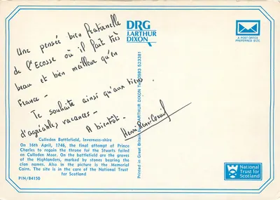 Pole Bitwy pod Culloden — Inverness-shire — DRG J. Arthur Dixon PIN/84150 — Rewers