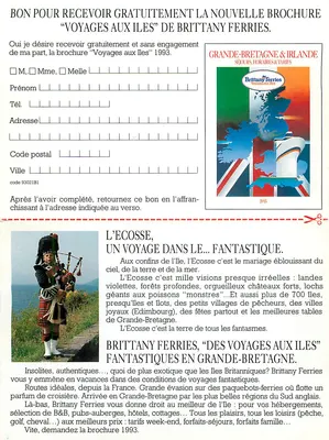 Castelo sobre lago escocês — Cartaz promocional para Brittany Ferries — editor Brittany Ferries, n° de série 49530 Lire — Verso