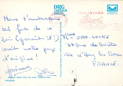 Castello di Urquhart visto da sud, Inverness-shire — DRG J. Arthur Dixon — PIN/85627 — Verso
