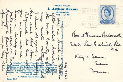 Torre de Smeaton — Plymouth Hoe, Devon — J. Arthur Dixon, n° 2447 — Verso