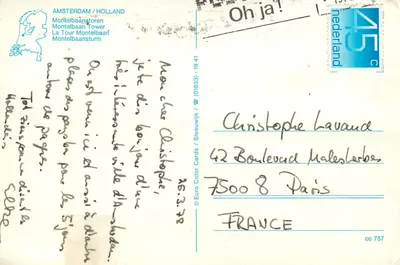 Montelbaantoren, Oude Schans, Amsterdã — editor Euro Color Cards Studio, n° de série co 757 — Verso