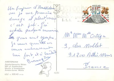Moinho de Amsterdam — cena de rua com quiosque de sorvetes — editor SLEIDING, n° 211793 — Verso