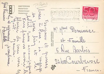 Amsterdam — Torre Oeste (Westertoren) — editor: gebr. spaniersberg, Rotterdam — Reverso