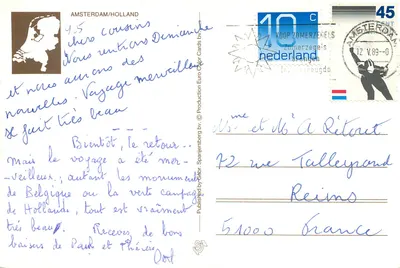 Amsterdam — widok panoramiczny — Produkcja Euro Color Cards — Rewers