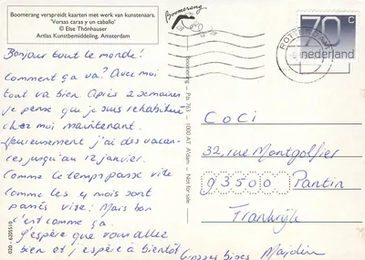 Composição abstrata — 'Versas caras y un caballo' — Else Thönhauser, editada por Boomerang — Verso