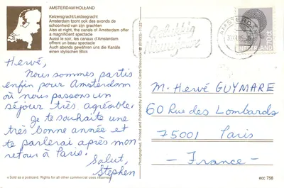 Amsterdam — oświetlone kanały — Euro Color Cards, n° ecc 758 — Rewers