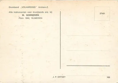 Drumband "VOLHARDING" Arnhem-Z. — Editor J.P. OFFSET, n° 169 — Verso