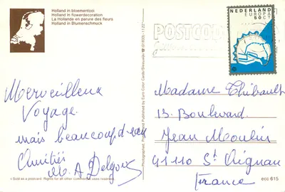 Flores de tulipas — Paisagem floral nos Países Baixos — Published by Euro Color Cards/Sleeuwijk — Verso