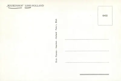 Jardim do Keukenhof — Lisse-Hollande — editor Planeta, n° 6402 — Verso
