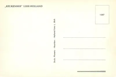 Jardim de tulipas — Keukenhof — Lisse-Hollande — editor Haarlem - Planetas Foto L. Blok, n° 1087 — Verso