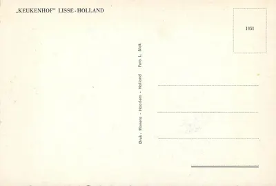 Ogród Keukenhof — Lisse, Holandia — Foto L. Blok, nr 1051 — Rewers