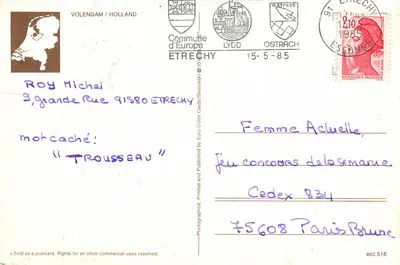 Bambini in abiti tradizionali olandesi — Volendam, Olanda — Editore Euro Color Cards — Verso